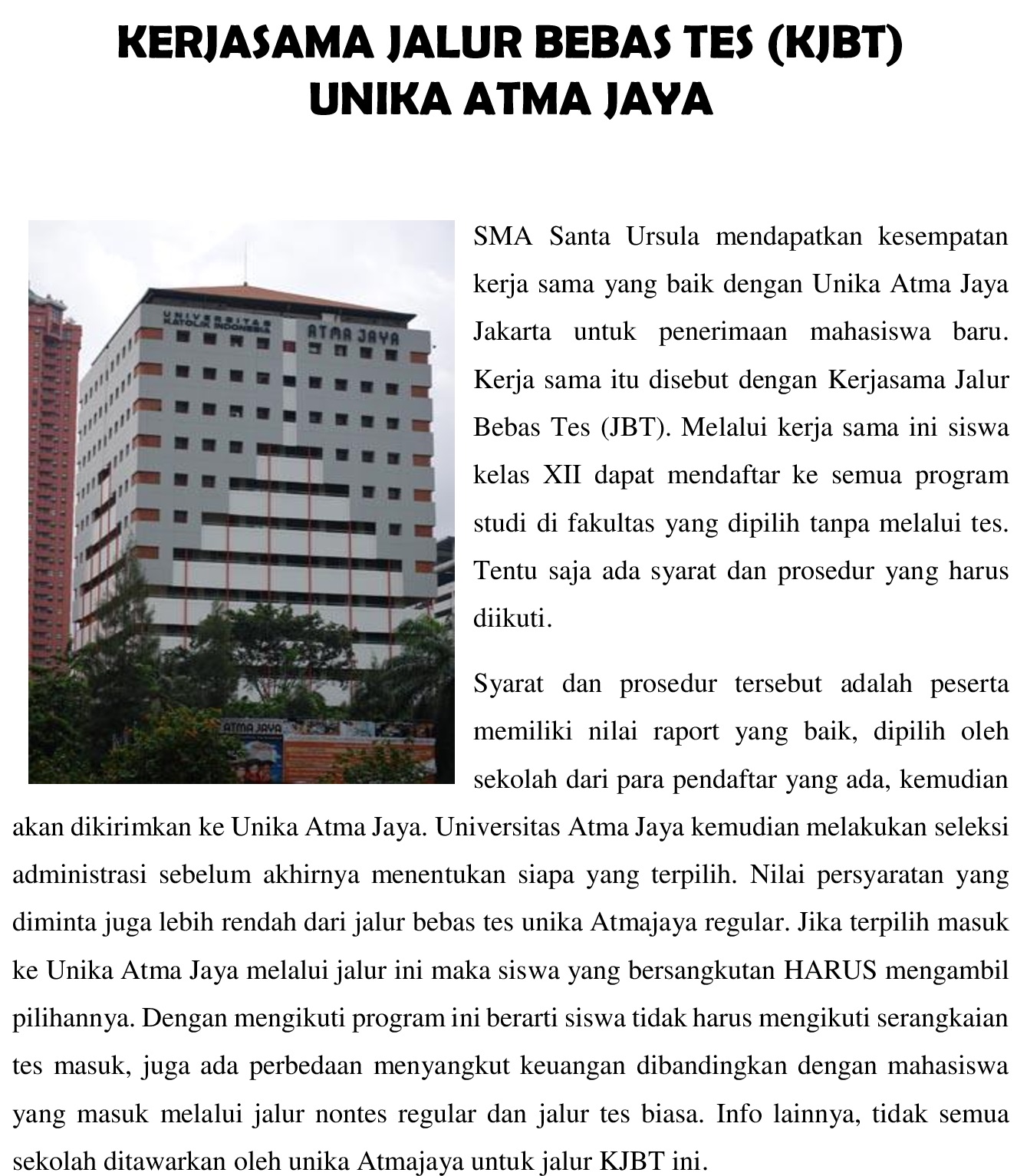 Kerja Sama Unika Atmajaya
