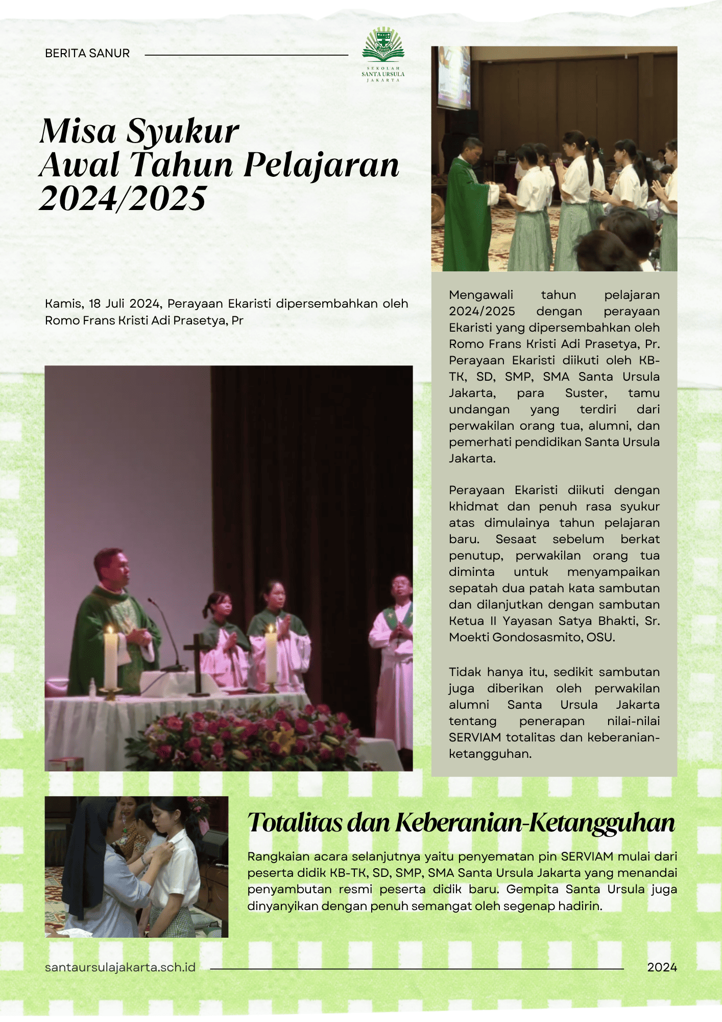 Misa Syukur Awal Tahun Pelajaran 2024/2025