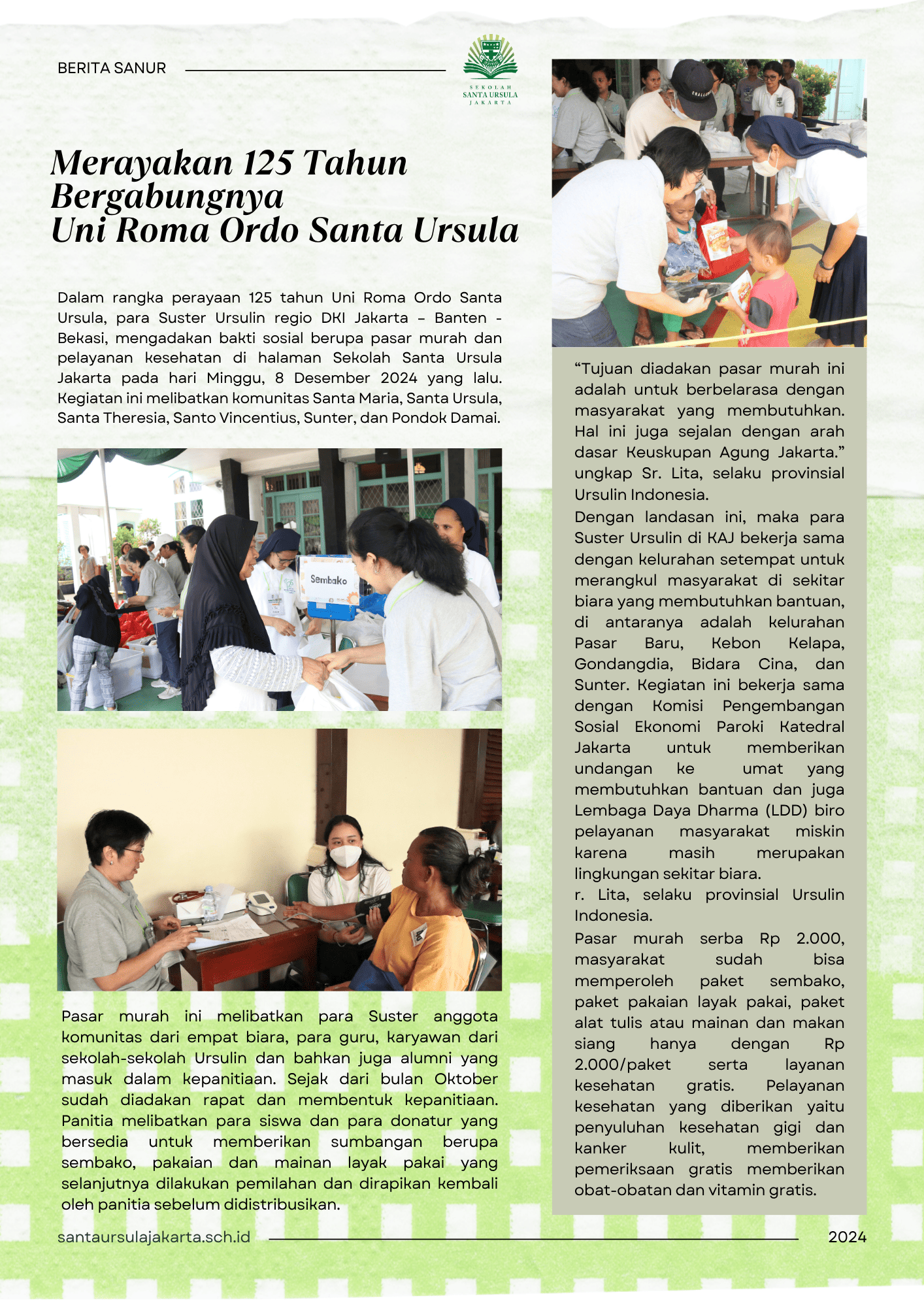 Merayakan 125 Tahun Bergabungnya Uni Roma Ordo Santa Ursula