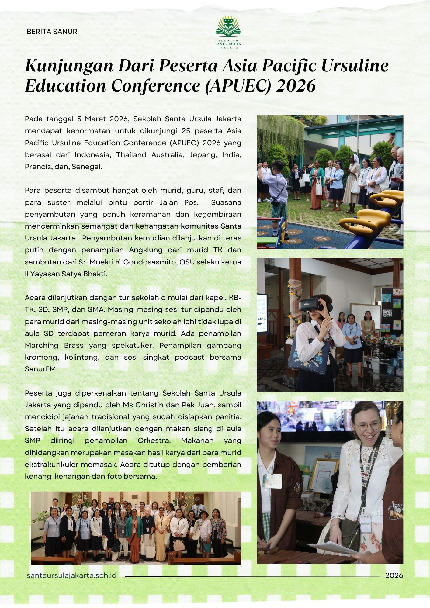 Kunjungan Dari Peserta Asia Pacific Ursuline Education Conference (APUEC) 2026